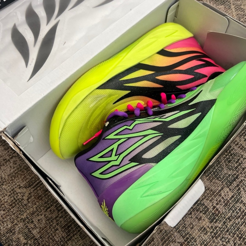 Puma Men's Neon Yellow Green Purple Pink Gradient Athletic Shoes